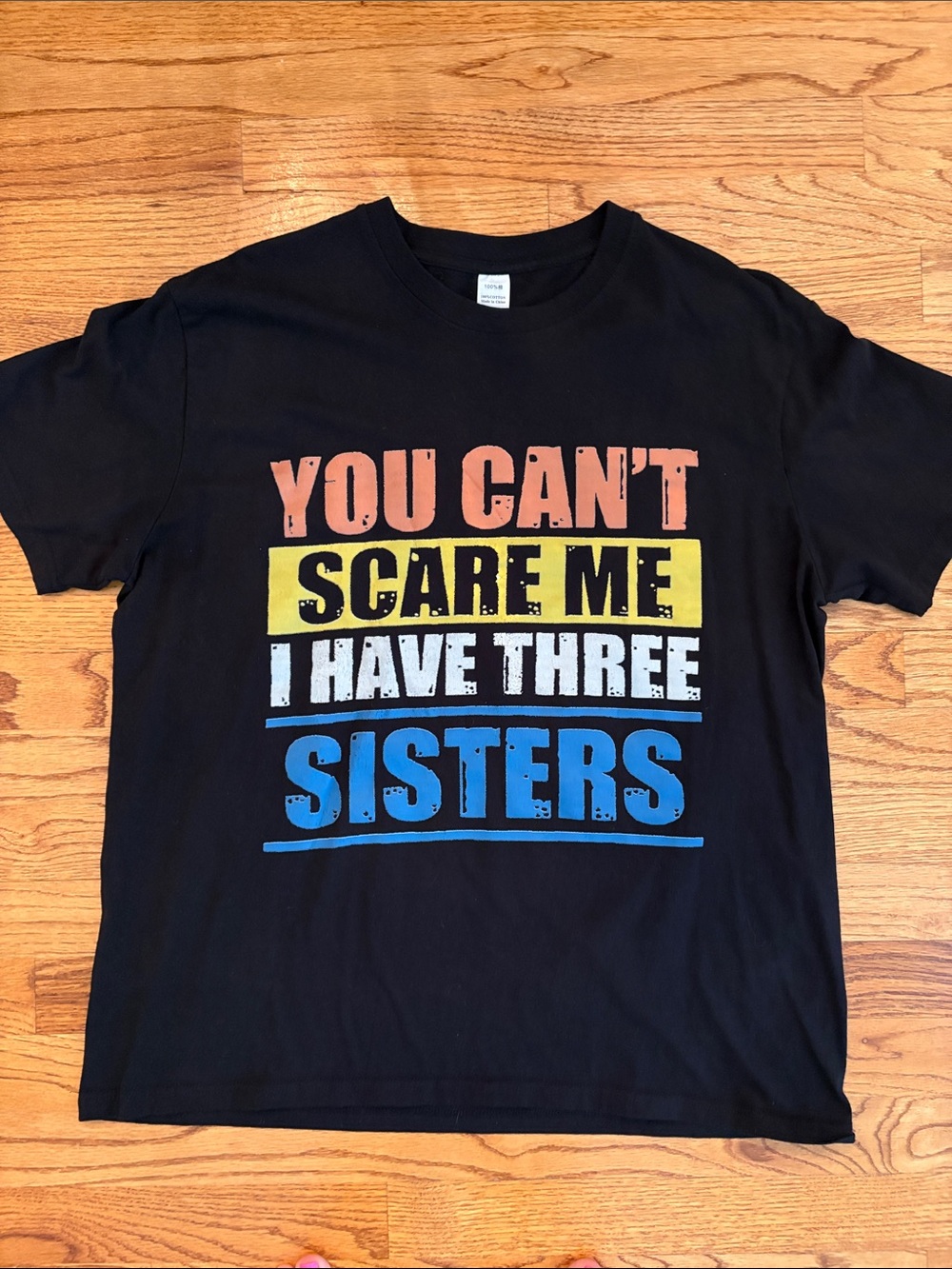 Black Short-Sleeve Graphic Tee - You Can't Scare Me I Have Three Sisters